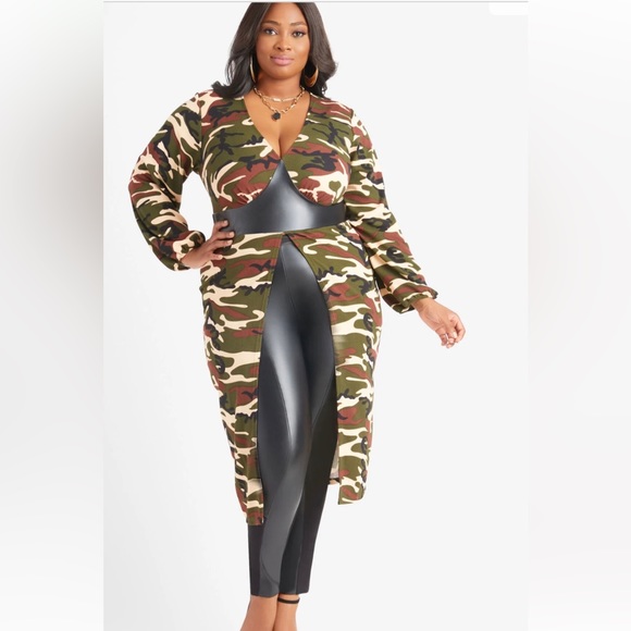 Brand New A.S.  Stewart Camo Paneled Print Duster Size 22/24 - Picture 4 of 11